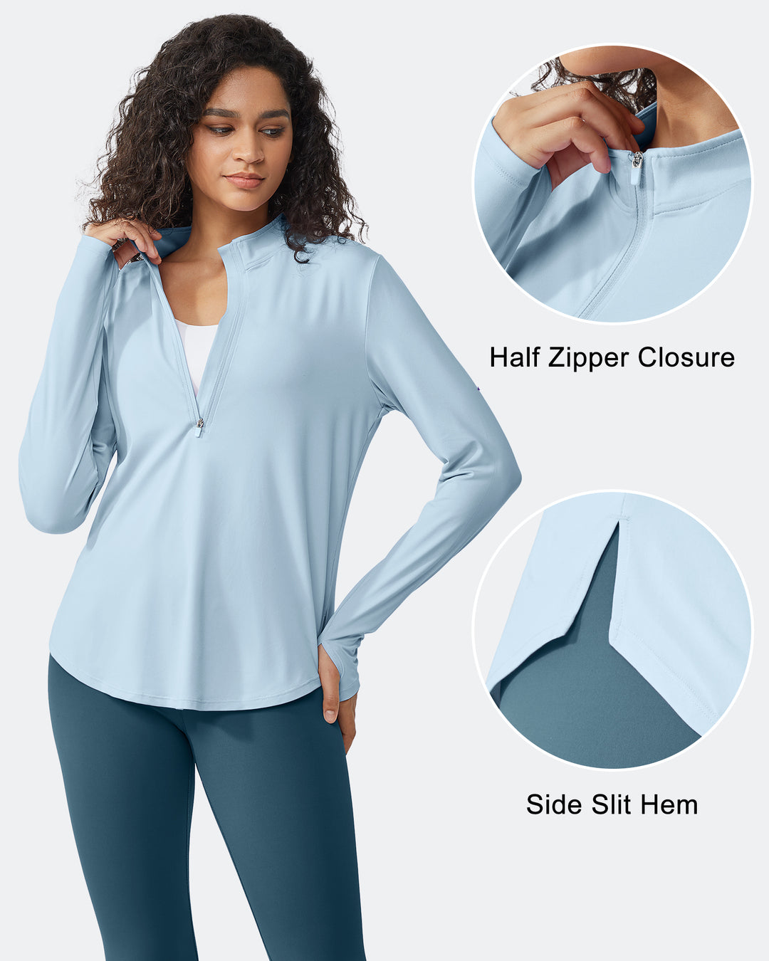 G4Free - Quick Dry High Neck Sun Half Zip Workout Tops -GF23B126KF-XS-GF23B126KA-S-GF23B126KB-M-GF23B126KC-L-GF23B126KD-XL