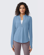 G4Free - Quick Dry High Neck Sun Half Zip Workout Tops -GF23B126LF-XS