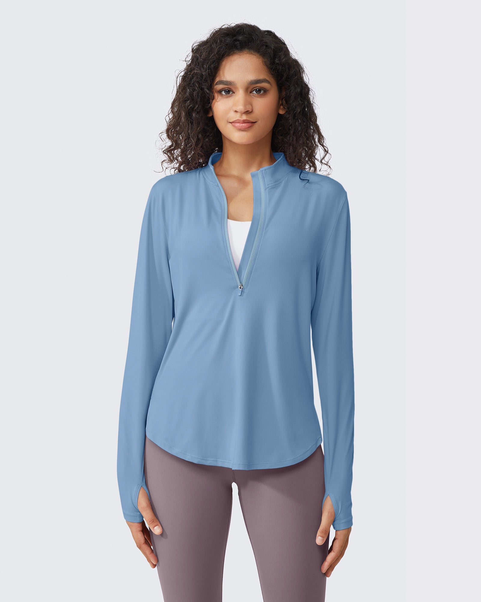 G4Free - Quick Dry High Neck Sun Half Zip Workout Tops -GF23B126LF-XS