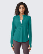 G4Free - Quick Dry High Neck Sun Half Zip Workout Tops -GF23B126MF-XS