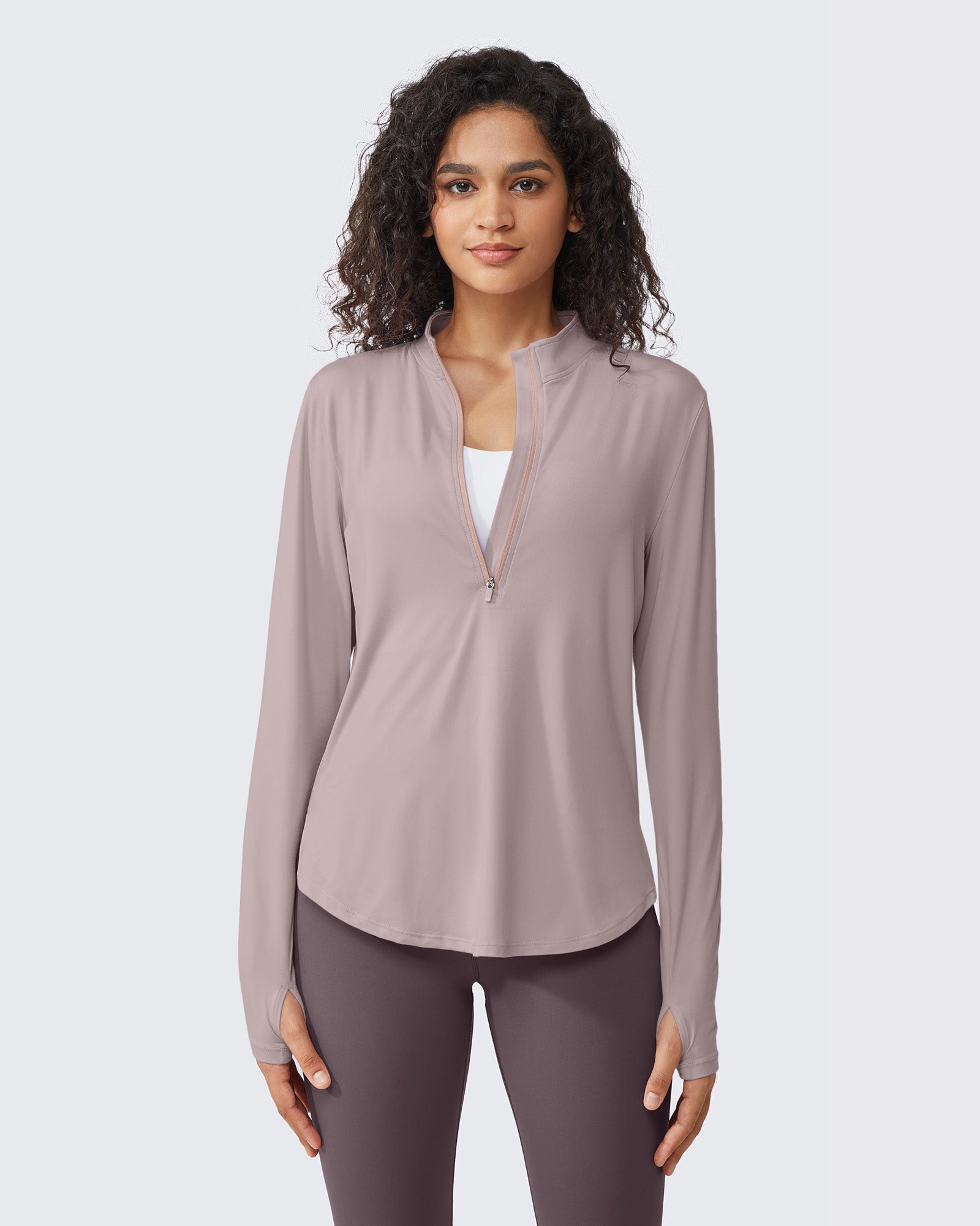 G4Free - Quick Dry High Neck Sun Half Zip Workout Tops -GF23B126QF-XS