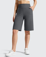 G4Free - Ribbed Bermuda High-Waist Knee Length Shorts 11'' -GF26E763A001F-XS