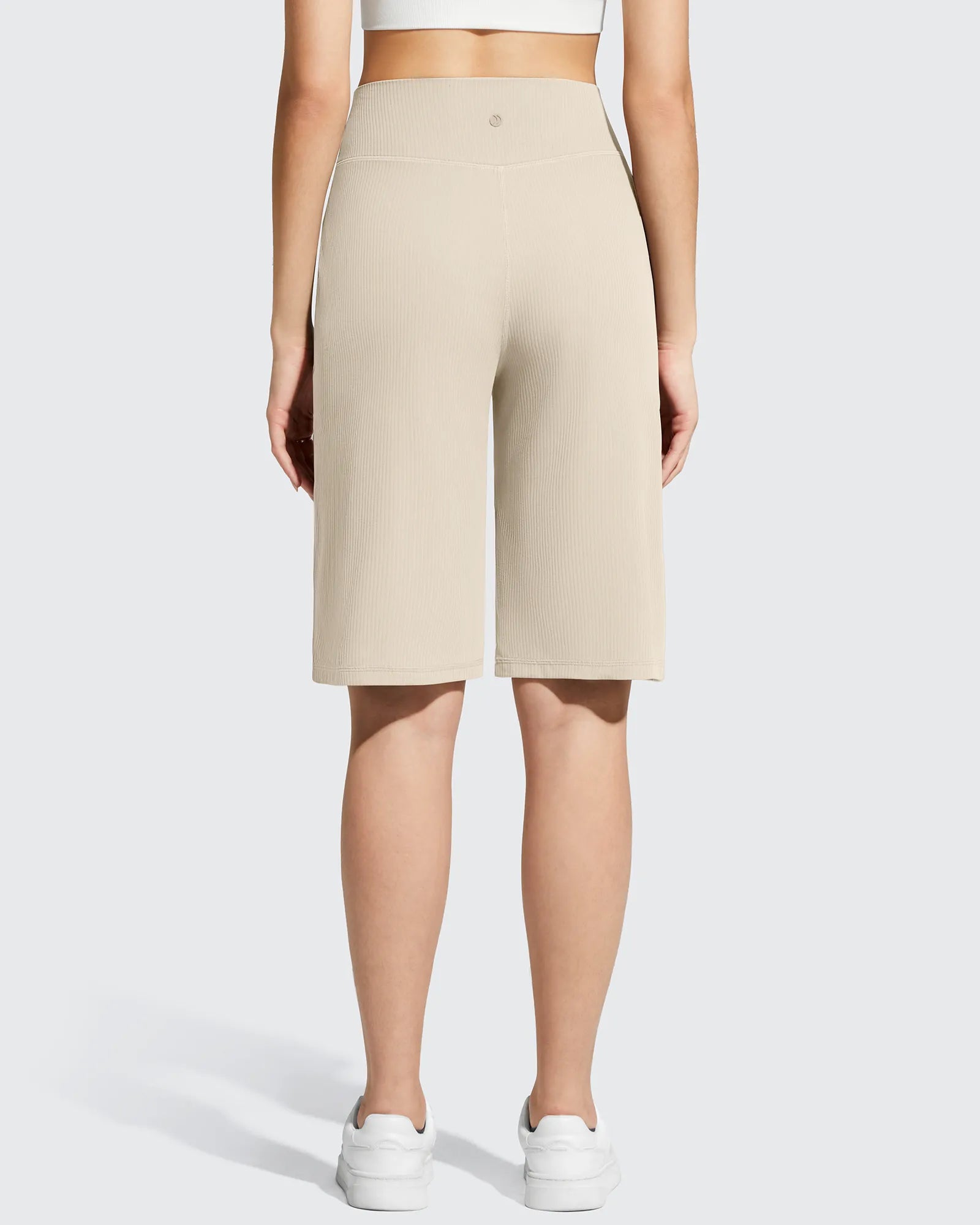 G4Free - Ribbed Bermuda High-Waist Knee Length Shorts 11'' -GF26E763A001F-XS-GF26E763A001A-S-GF26E763A001B-M-GF26E763A001C-L-GF26E763A001D-XL