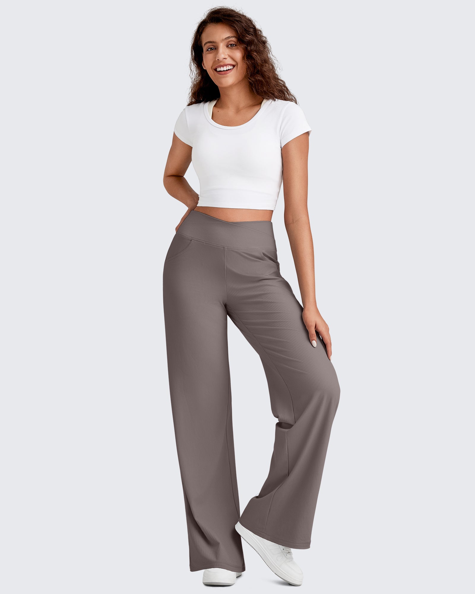 G4Free - Ribbed Cross High-Waist Wide Leg Pants -GF25J505AF-XS-GF25J506AF-XS-GF25J507AF-XS-GF25J505AA-S-GF25J506AA-S