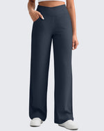 G4Free - Ribbed Cross High-Waist Wide Leg Pants -GF25J505DF-XS