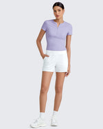 G4Free - Ribbed Half Zip Slim Work Out Short Sleeve -GF25K332AA-S-GF25K332AB-M-GF25K332AC-L-GF25K332AD-XL-GF25K332AF-XS