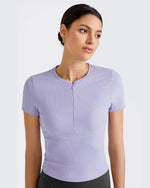 G4Free - Ribbed Half Zip Slim Work Out Short Sleeve -GF25K332AA-S-GF25K332AB-M-GF25K332AC-L-GF25K332AD-XL-GF25K332AF-XS