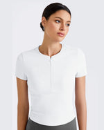 G4Free - Ribbed Half Zip Slim Work Out Short Sleeve -GF25K332AA-S-GF25K332AB-M-GF25K332AC-L-GF25K332AD-XL-GF25K332AF-XS