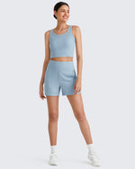G4Free - Ribbed High-Rise Dressy Casual Shorts -GF25E304AA-S