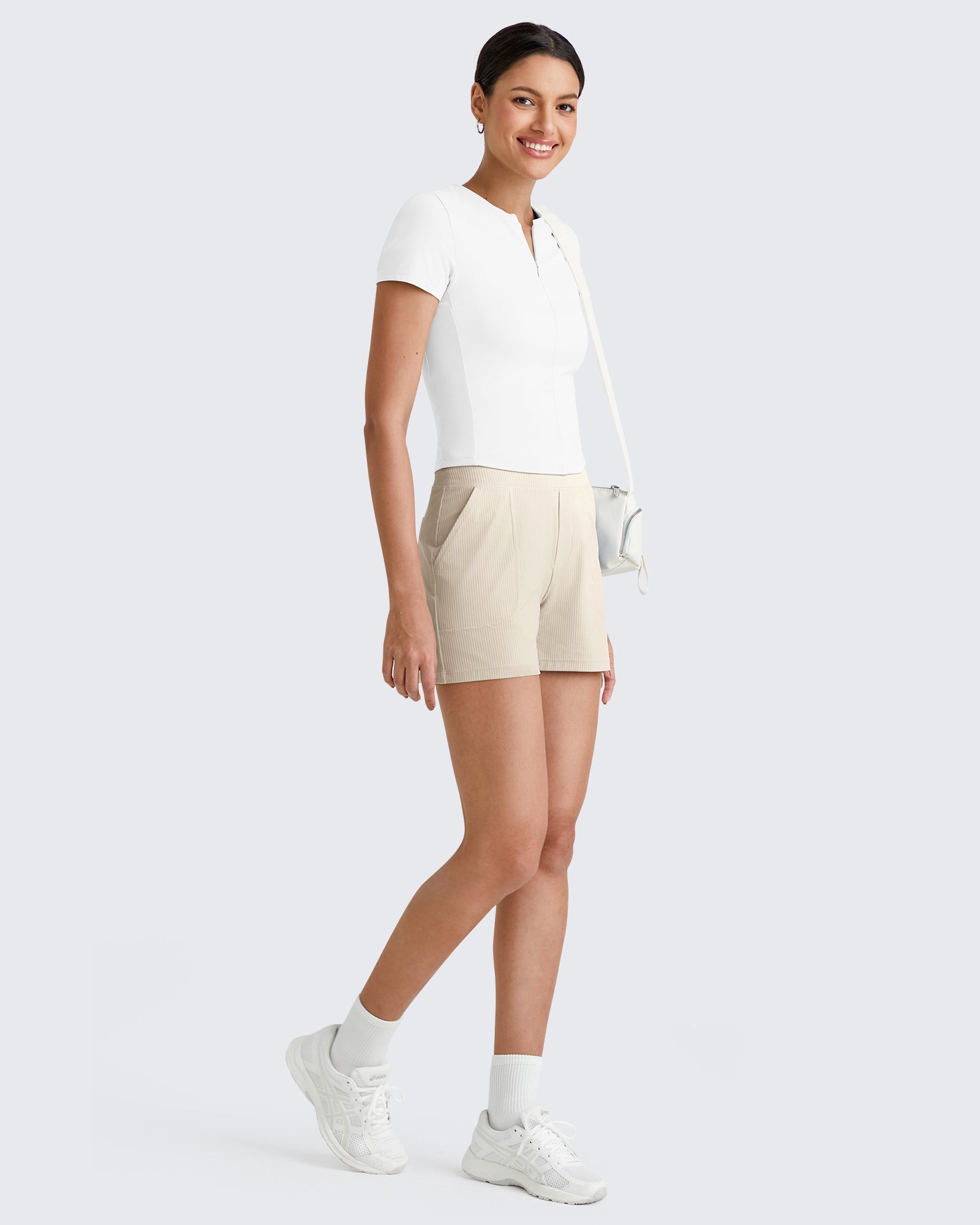 G4Free - Ribbed High-Rise Dressy Casual Shorts -GF25E304AA-S-GF25E304AB-M-GF25E304AC-L-GF25E304AD-XL-GF25E304AE-XXL