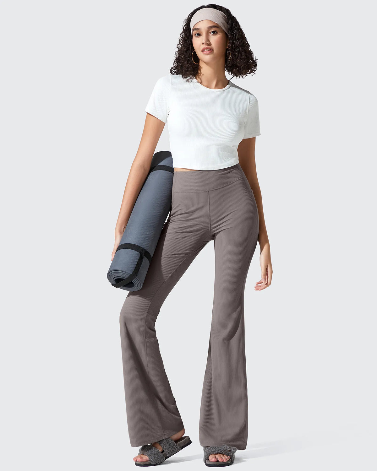 G4Free - Ribbed High Waisted Pockets Bootcut Leggings -GF25A568AA-S-GF25A569AA-S-GF25A570AA-S-GF25A568AB-M-GF25A569AB-M