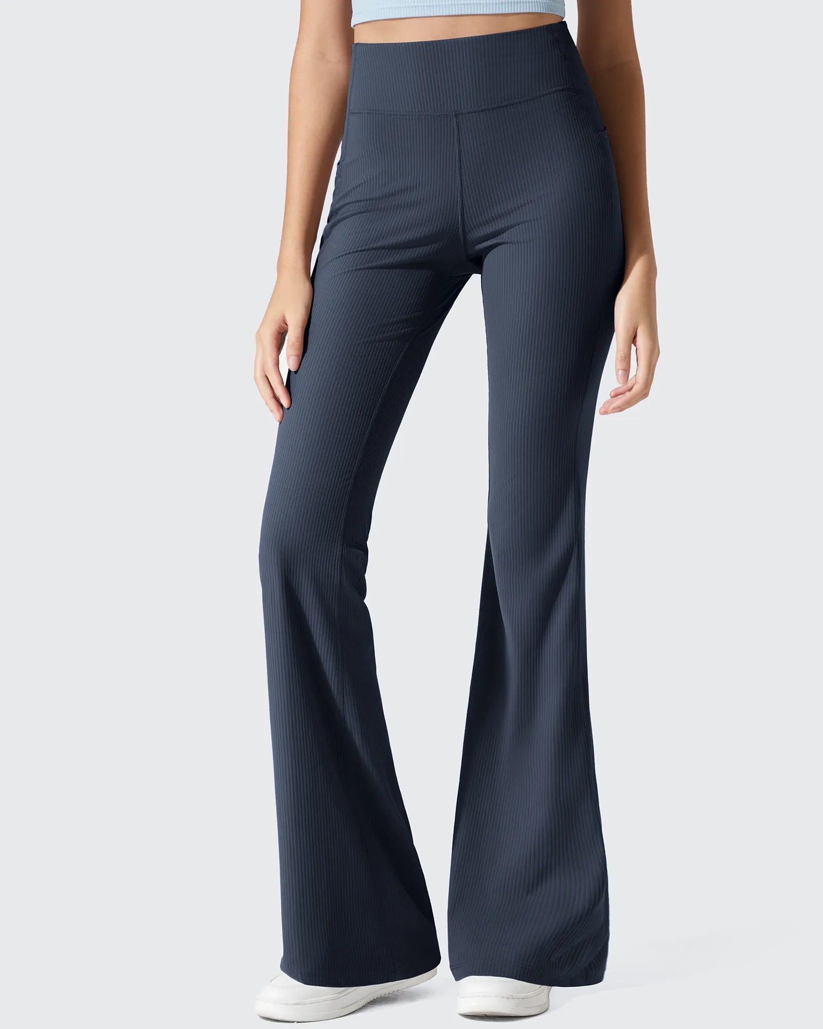 G4Free - Ribbed High Waisted Pockets Bootcut Leggings -GF25A568AA-S-GF25A569AA-S-GF25A570AA-S-GF25A568AB-M-GF25A569AB-M