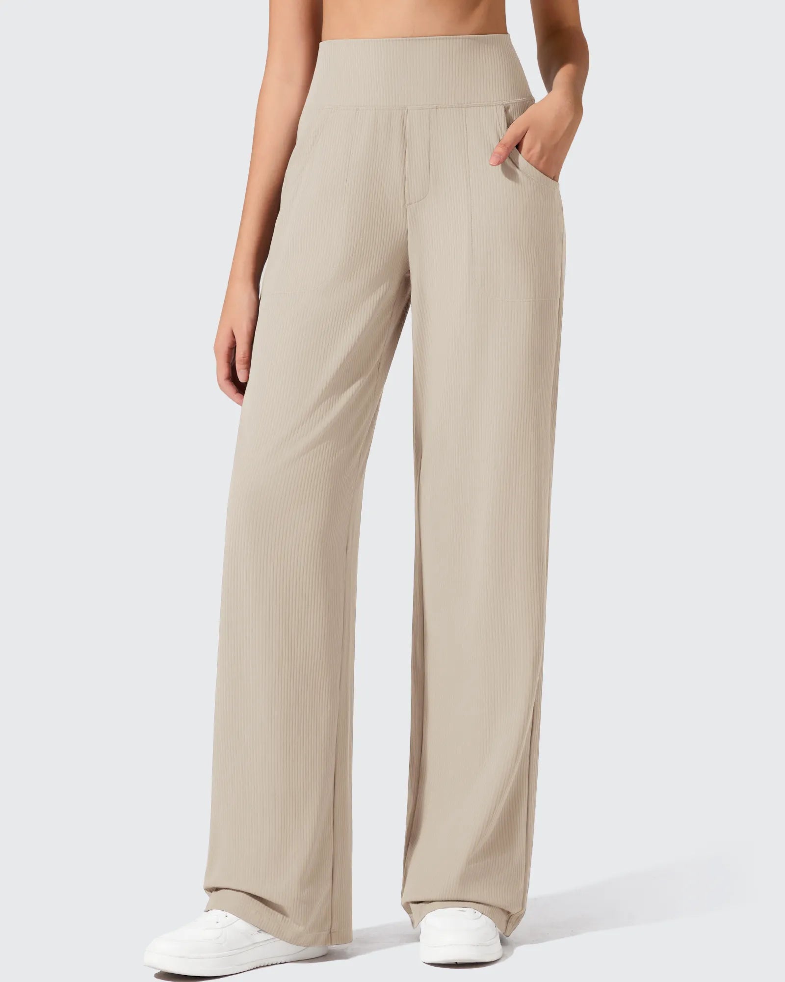 G4Free - Ribbed Knit High Waist Wide Leg Yoga Pants -GF25J650AA-S-GF25J650AB-M-GF25J650AC-L-GF25J650AD-XL-GF25J650AE-XXL