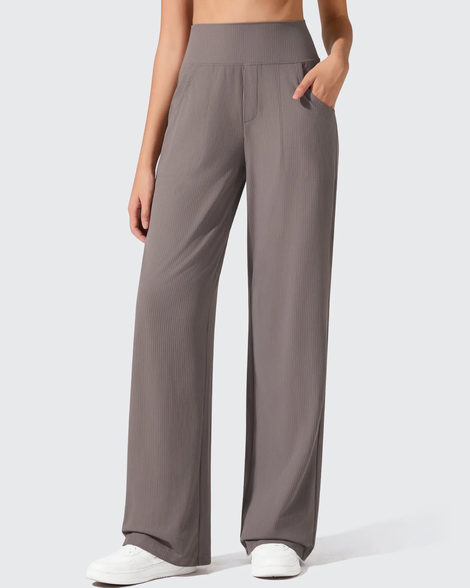 G4Free - Ribbed Knit High Waist Wide Leg Yoga Pants -GF25J650AA-S-GF25J650AB-M-GF25J650AC-L-GF25J650AD-XL-GF25J650AE-XXL