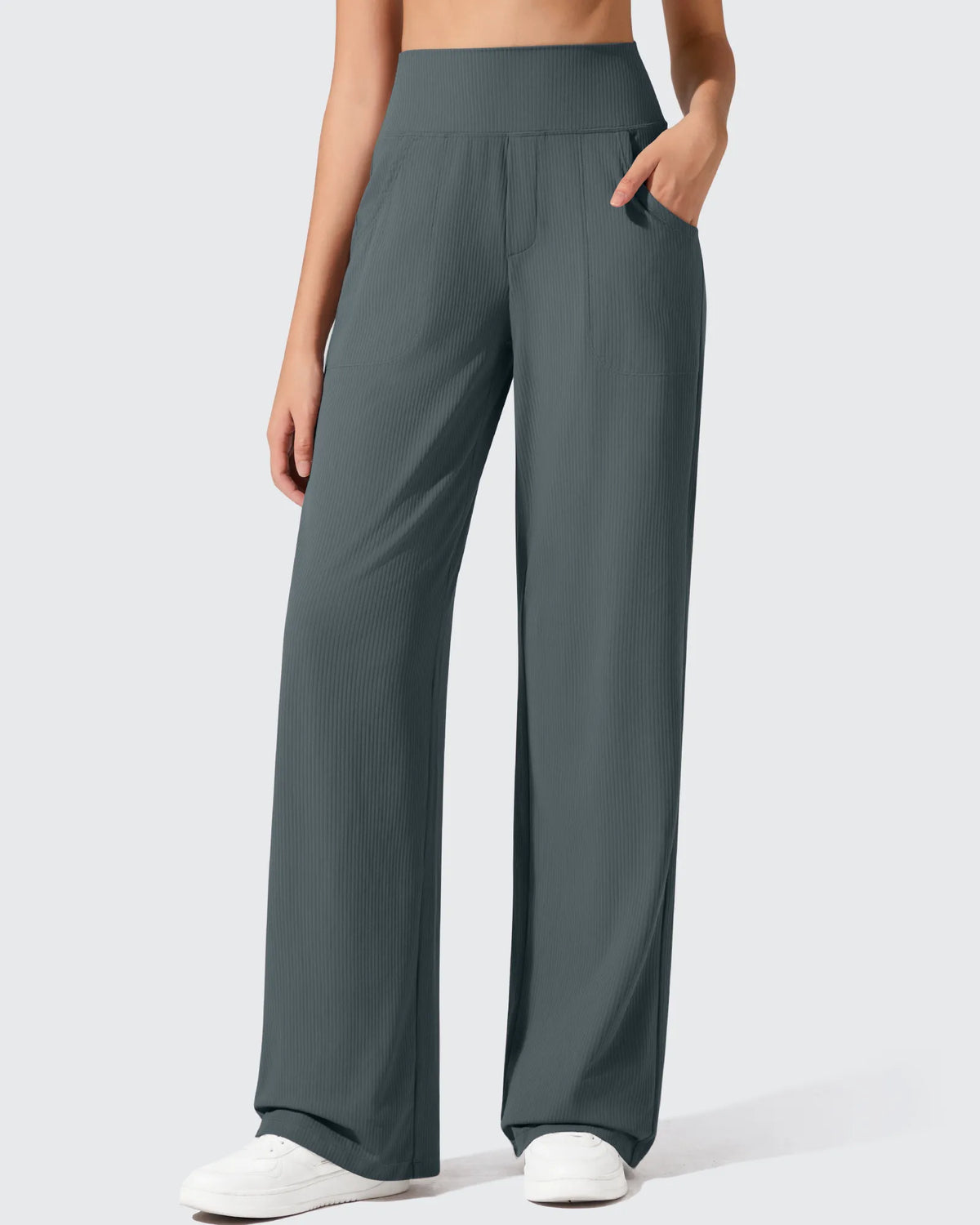 G4Free - Ribbed Knit High Waist Wide Leg Yoga Pants -GF25J650AA-S-GF25J650AB-M-GF25J650AC-L-GF25J650AD-XL-GF25J650AE-XXL