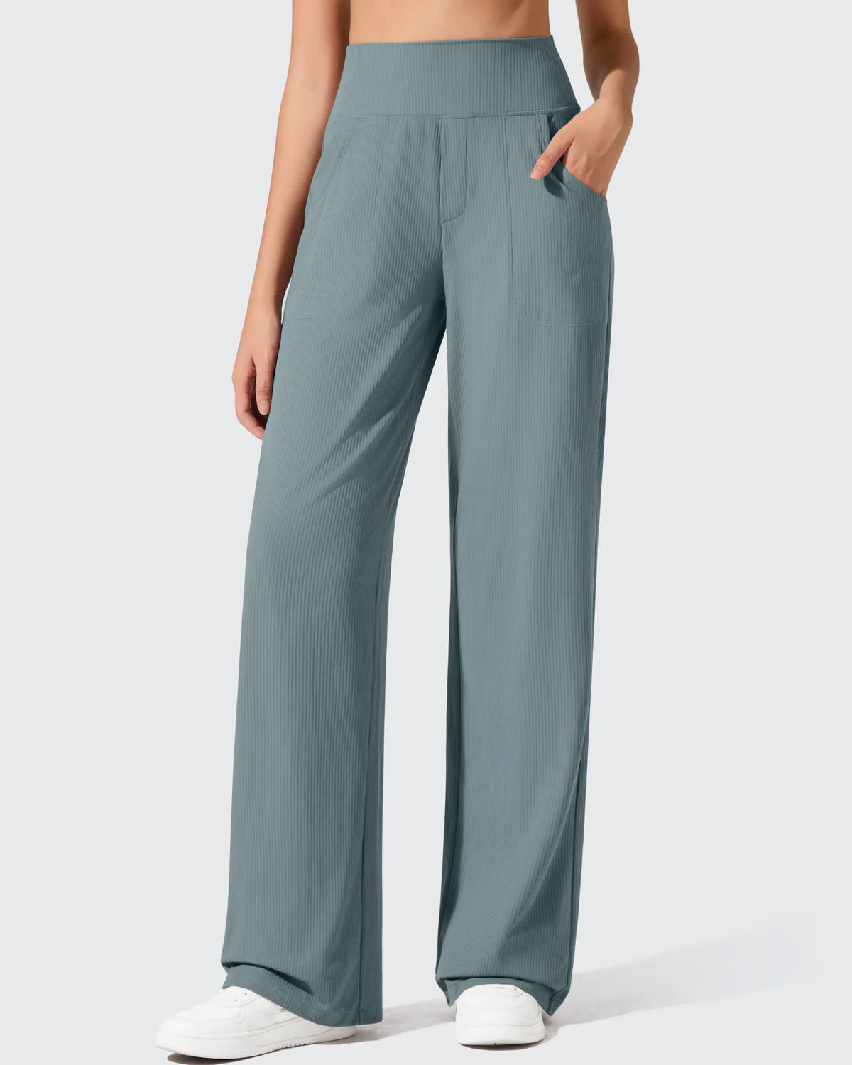 G4Free - Ribbed Knit High Waist Wide Leg Yoga Pants -GF25J650AA-S-GF25J650AB-M-GF25J650AC-L-GF25J650AD-XL-GF25J650AE-XXL