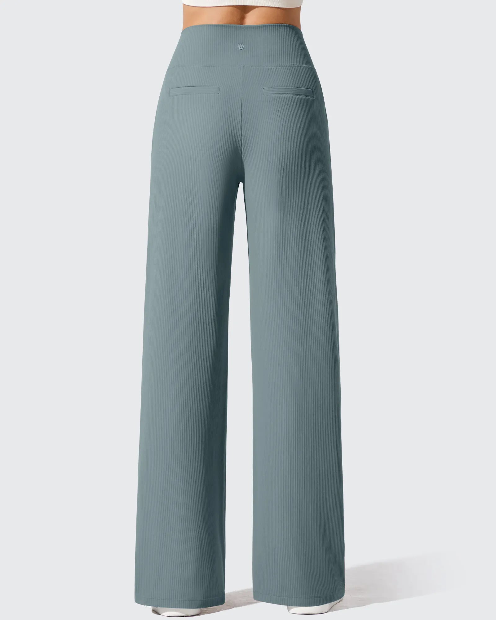 G4Free - Ribbed Knit High Waist Wide Leg Yoga Pants -GF25J650AA-S-GF25J650AB-M-GF25J650AC-L-GF25J650AD-XL-GF25J650AE-XXL