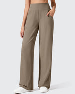 G4Free - Ribbed Knit High Waist Wide Leg Yoga Pants -GF25J650GA-S