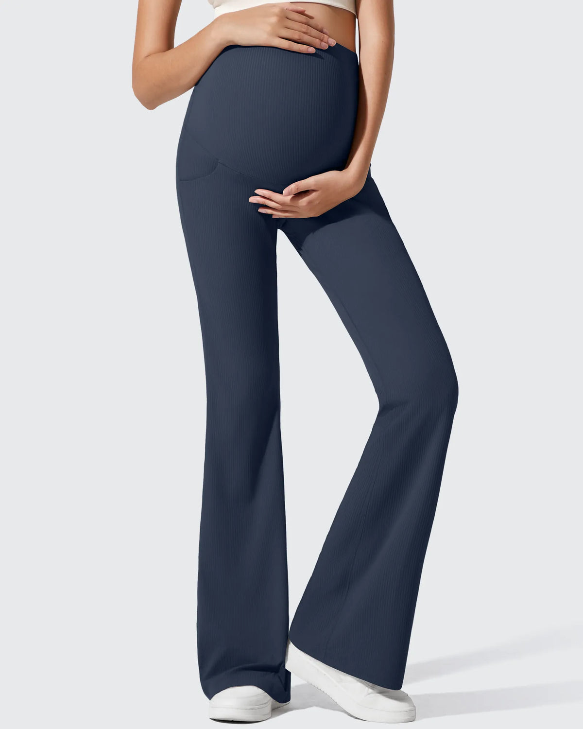 G4Free - Ribbed Maternity Flare Yoga Pants with Pockets -GF25AY587AA-S-GF25AY588AA-S-GF25AY589AA-S-GF25AY587AB-M-GF25AY588AB-M