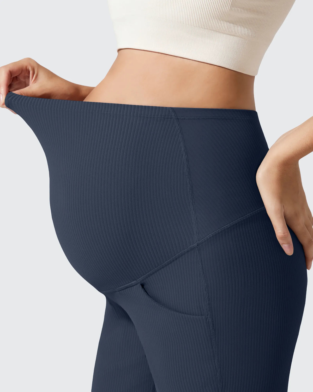 G4Free - Ribbed Maternity Flare Yoga Pants with Pockets -GF25AY587AA-S-GF25AY588AA-S-GF25AY589AA-S-GF25AY587AB-M-GF25AY588AB-M