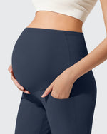 G4Free - Ribbed Maternity Flare Yoga Pants with Pockets -GF25AY587AA-S-GF25AY588AA-S-GF25AY589AA-S-GF25AY587AB-M-GF25AY588AB-M