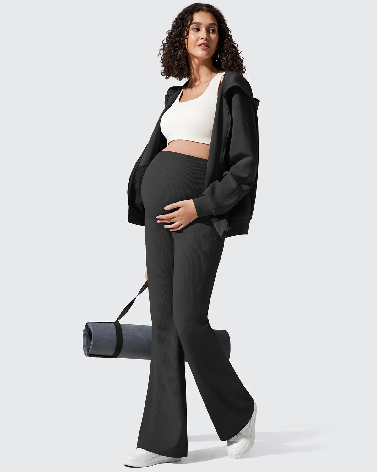 G4Free - Ribbed Maternity Flare Yoga Pants with Pockets -GF25AY587AA-S-GF25AY588AA-S-GF25AY589AA-S-GF25AY587AB-M-GF25AY588AB-M