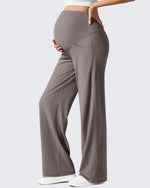 G4Free - Ribbed Maternity Wide Leg Casual Yoga Pants -GF25JY537AF-XS