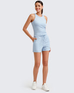 G4Free - Ribbed Mid-Rise Drawstring Shorts -GF25E318AA-S-GF25E318AB-M-GF25E318AC-L-GF25E318AD-XL-GF25E318AE-XXL