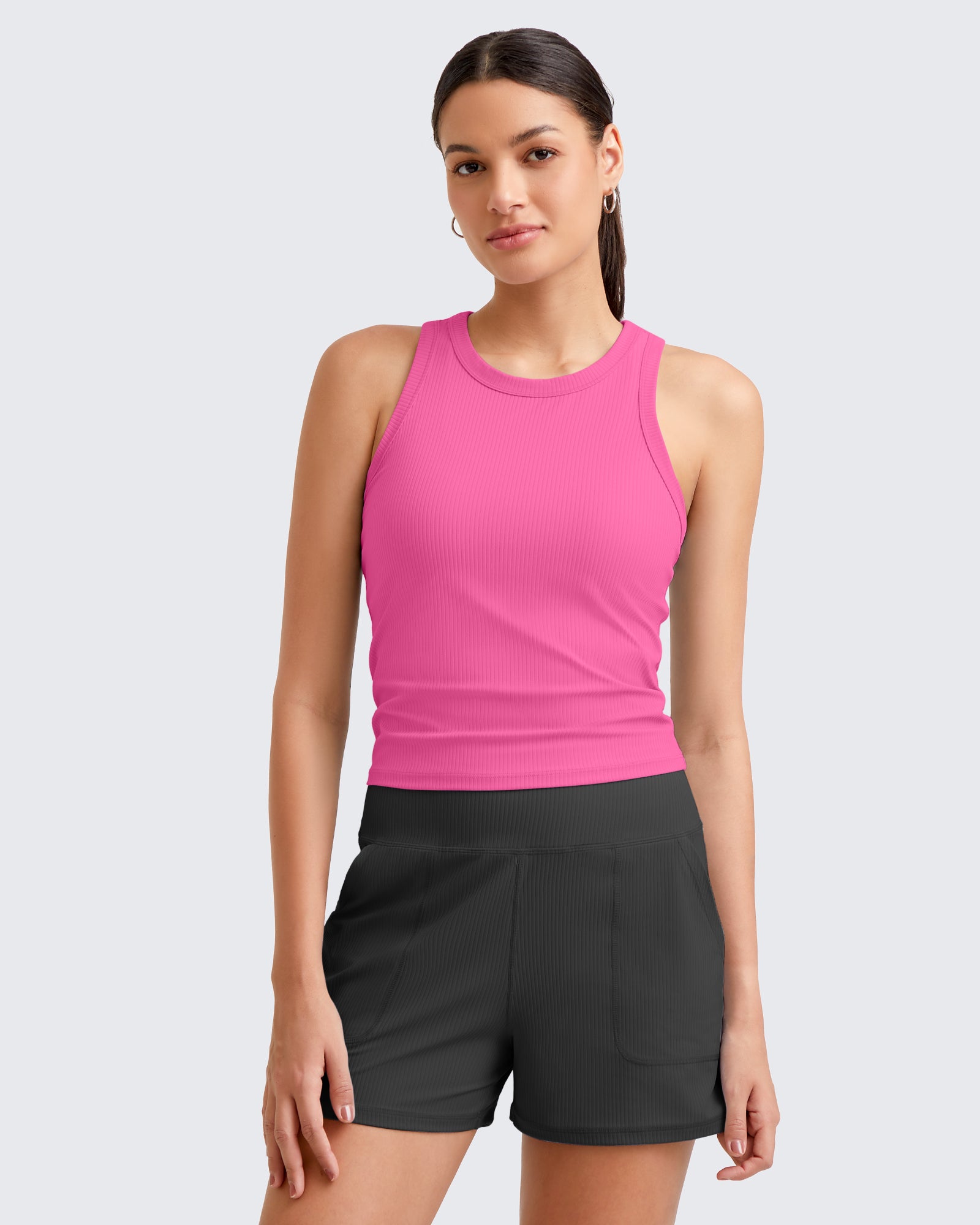 G4Free - Ribbed Slim Racerback Athletic Tanks -GF25B327AA-S
