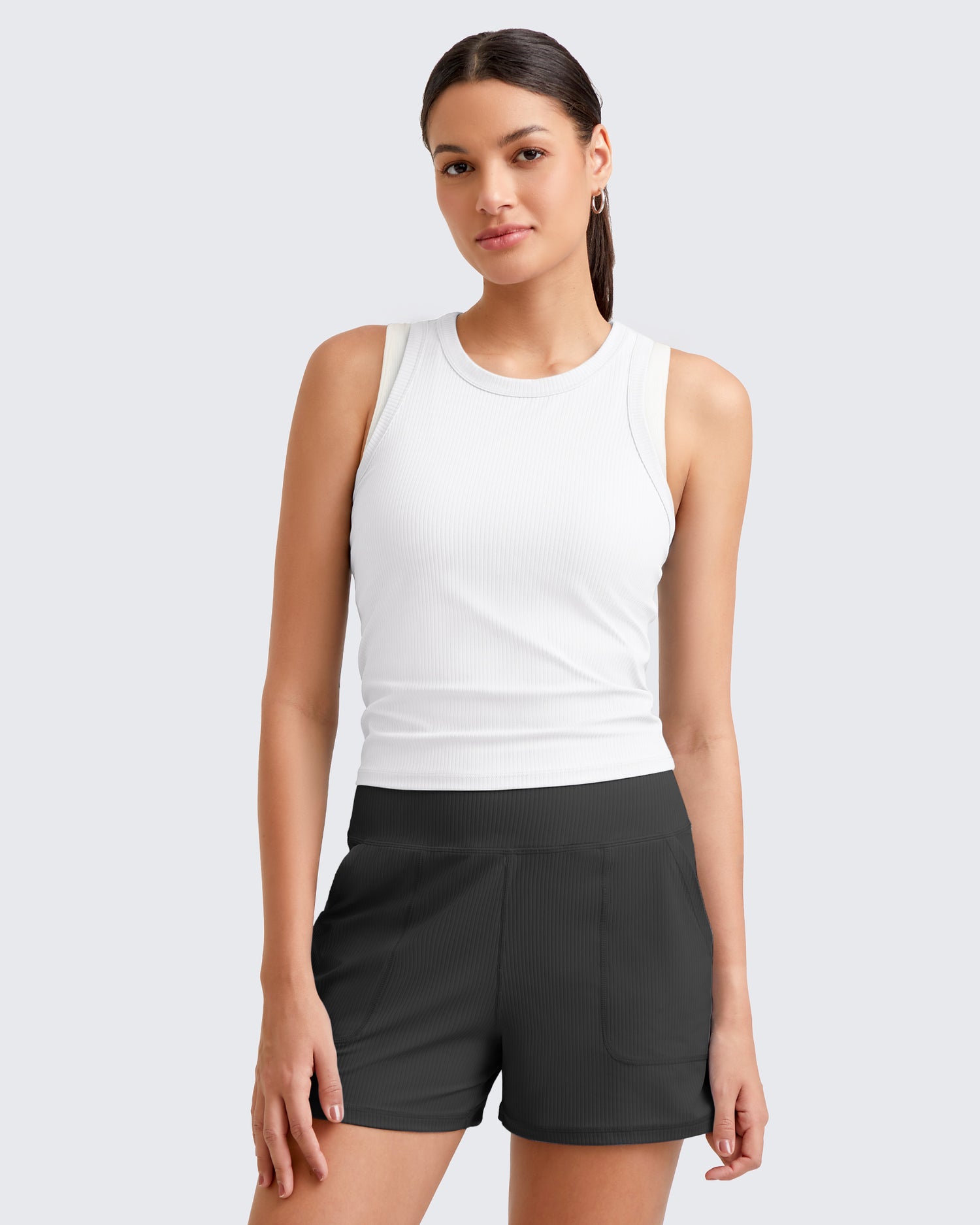 G4Free - Ribbed Slim Racerback Athletic Tanks -GF25B327BA-S