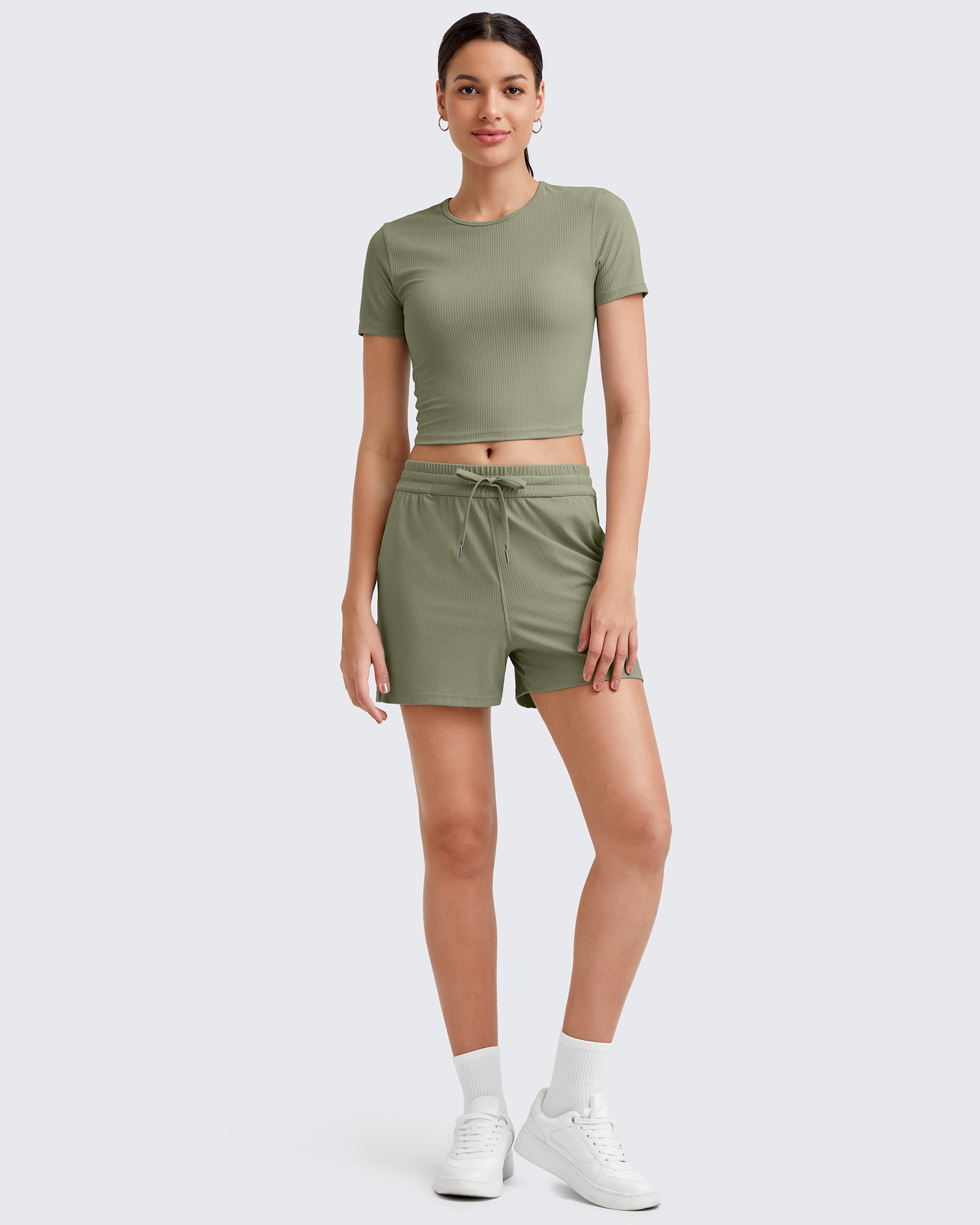 G4Free - Ribbed Slim Workout Crop Short Sleeve -GF25K320CA-S-GF25K320CB-M-GF25K320CC-L-GF25K320CD-XL-GF25K320CF-XS