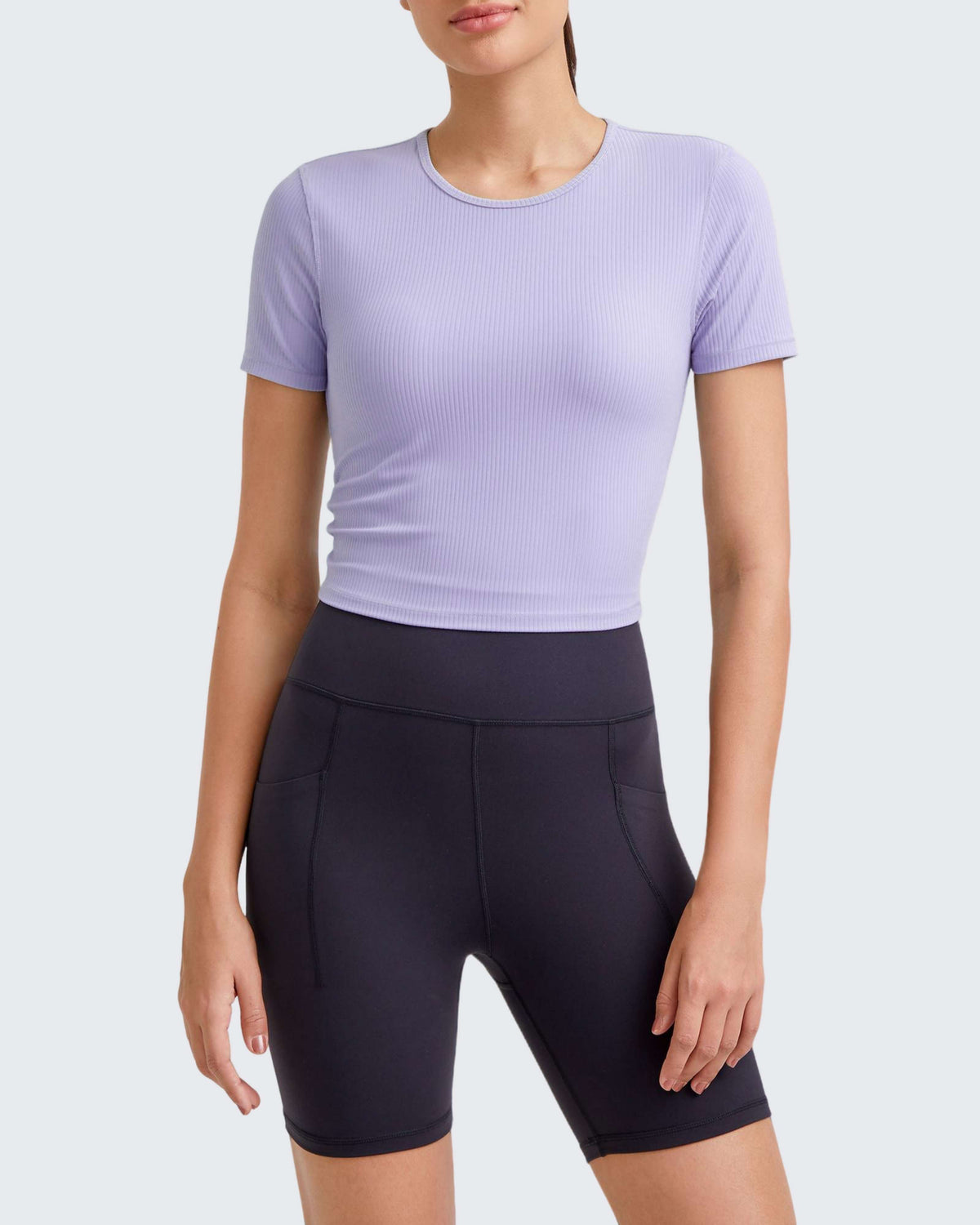 G4Free - Ribbed Slim Workout Crop Short Sleeve -GF25K320FA-S
