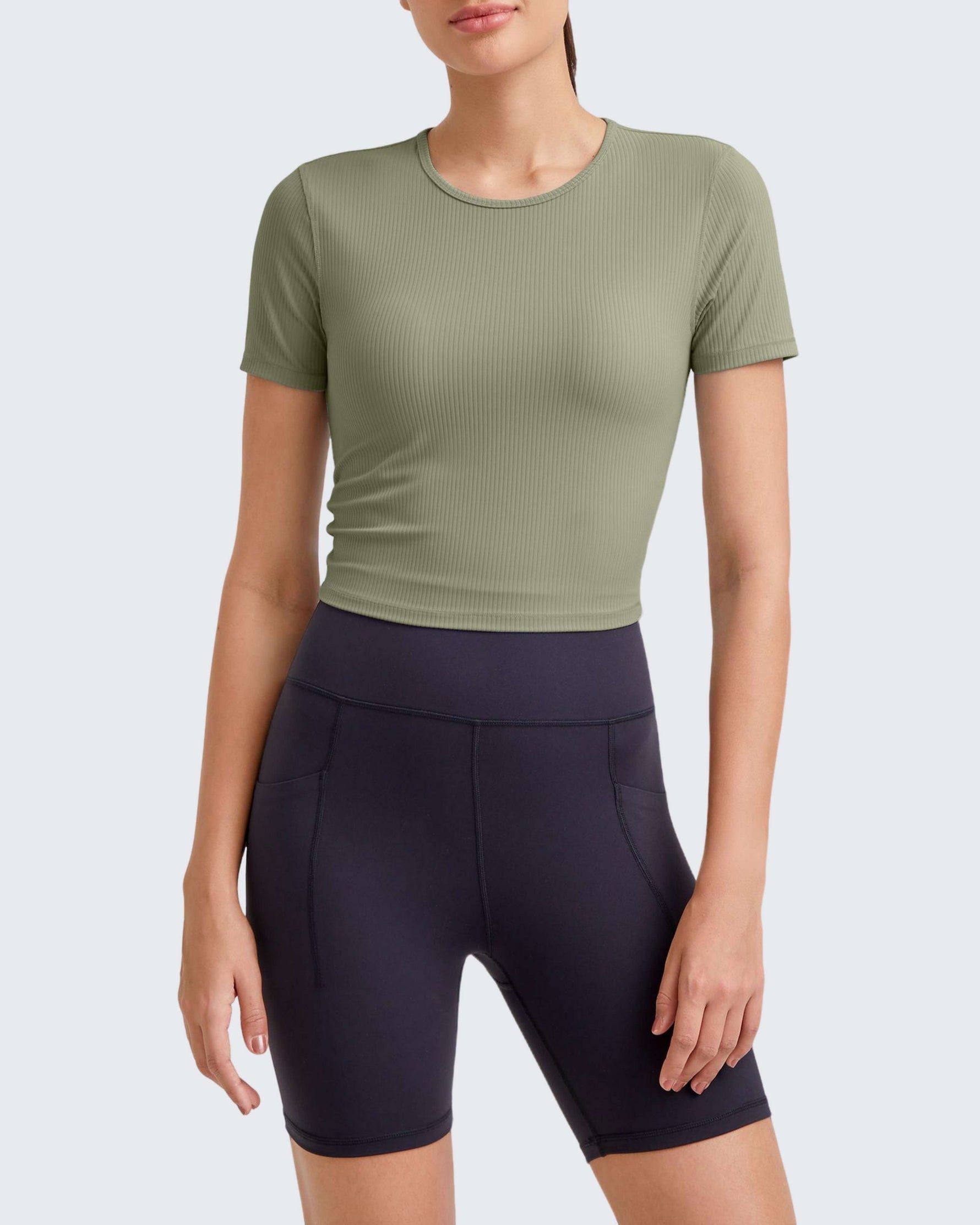 G4Free - Ribbed Slim Workout Crop Short Sleeve -GF25K320HA-S