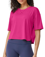 G4Free - Scoop Neck Short Sleeve Workout Crop Tops -GF24B199BA-S-GF24B199BB-M-GF24B199BC-L-GF24B199BD-XL-GF24B199BE-XXL