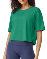 G4Free - Scoop Neck Short Sleeve Workout Crop Tops -GF24B199BA-S-GF24B199BB-M-GF24B199BC-L-GF24B199BD-XL-GF24B199BE-XXL