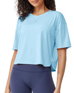 G4Free - Scoop Neck Short Sleeve Workout Crop Tops -GF24B199BA-S-GF24B199BB-M-GF24B199BC-L-GF24B199BD-XL-GF24B199BE-XXL