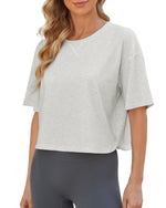 G4Free - Scoop Neck Short Sleeve Workout Crop Tops -GF24B199BA-S-GF24B199BB-M-GF24B199BC-L-GF24B199BD-XL-GF24B199BE-XXL