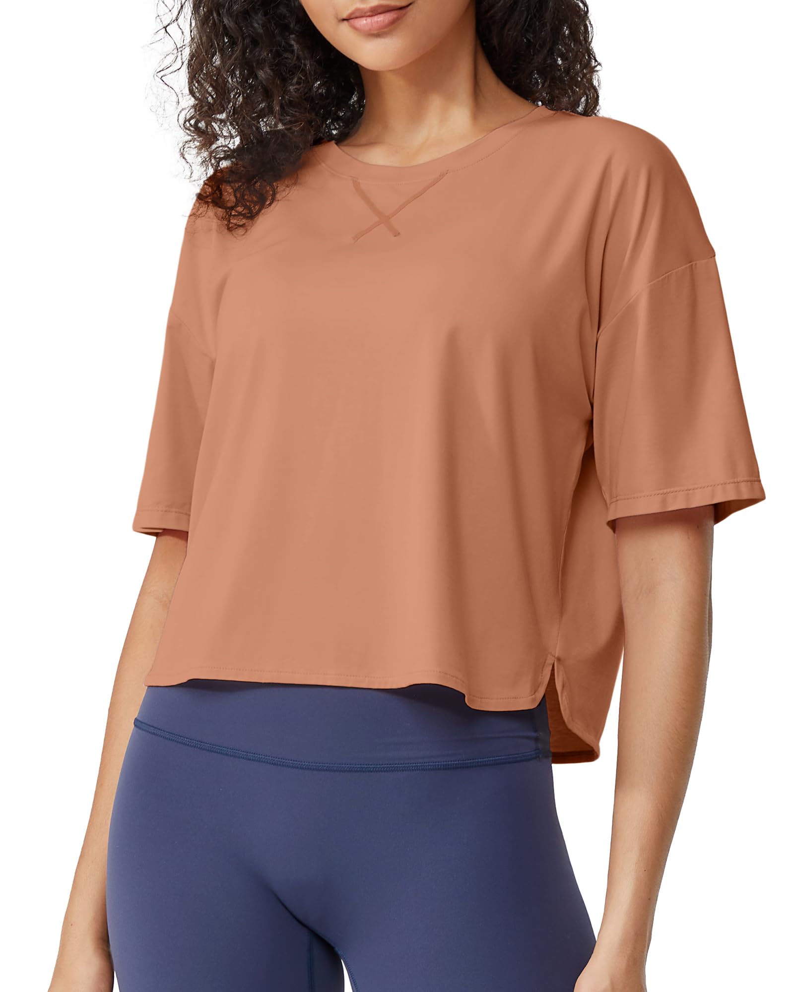 G4Free - Scoop Neck Short Sleeve Workout Crop Tops -GF24B199BA-S-GF24B199BB-M-GF24B199BC-L-GF24B199BD-XL-GF24B199BE-XXL