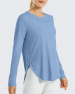 G4Free Activewear Scoop Neck UV Sun Workout Long Sleeve Tops