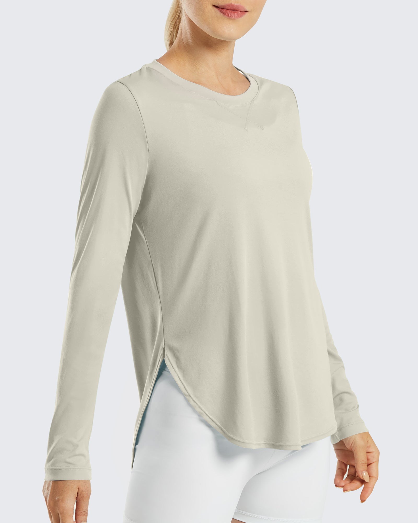 G4Free - Scoop Neck UV Sun Workout Long Sleeve Tops -GF21B003Z01A-S
