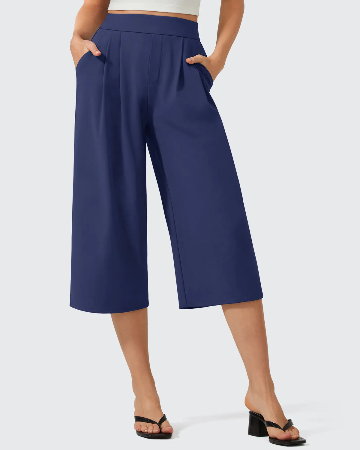G4Free - ShiftReady Elastic Waist Wide Leg Capri Pants 18'' -GF26J897C007F-XS-GF26J897C007A-S-GF26J897C007B-M-GF26J897C007C-L-GF26J897C007D-XL