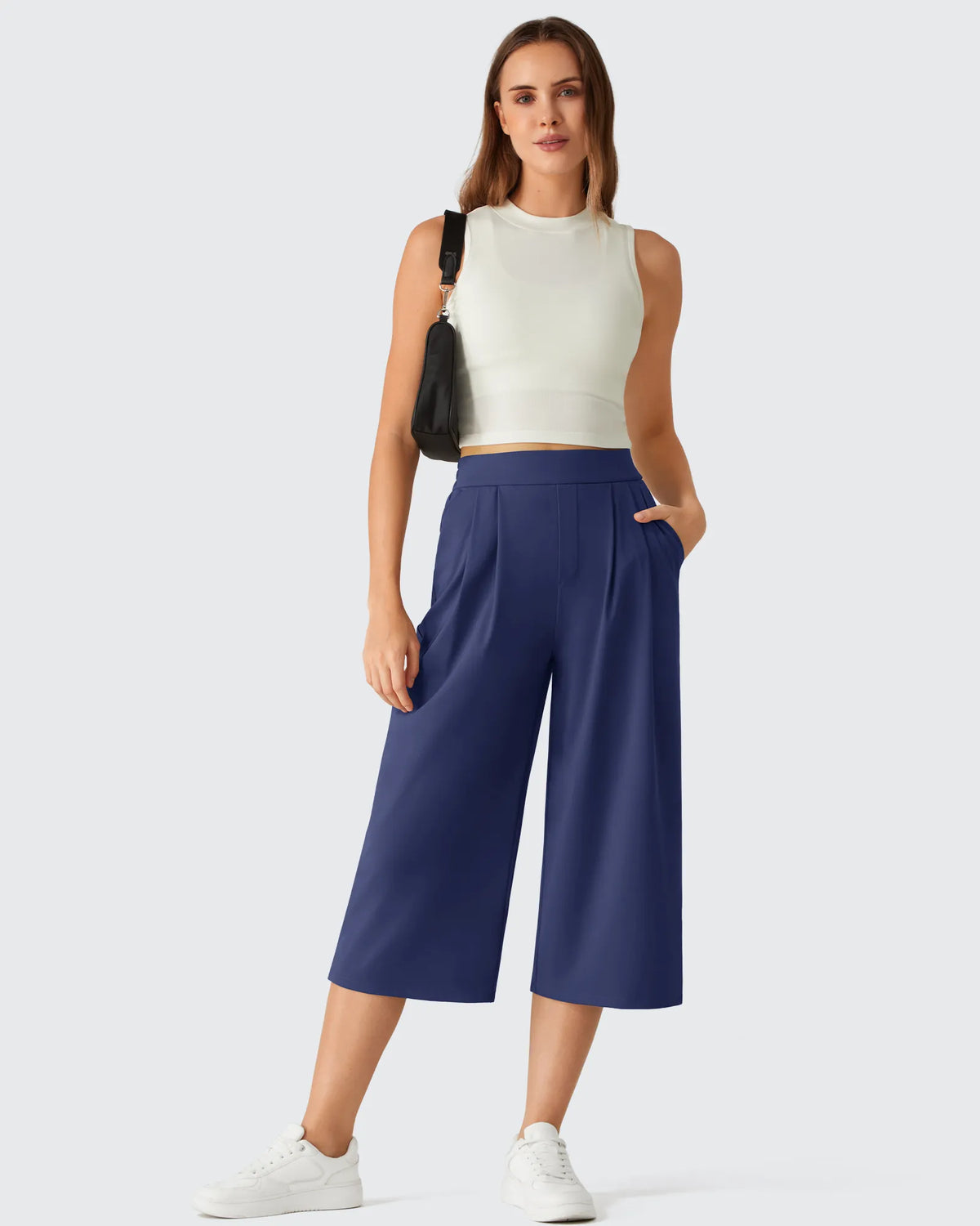 G4Free - ShiftReady Elastic Waist Wide Leg Capri Pants 18'' -GF26J897C007F-XS-GF26J897C007A-S-GF26J897C007B-M-GF26J897C007C-L-GF26J897C007D-XL