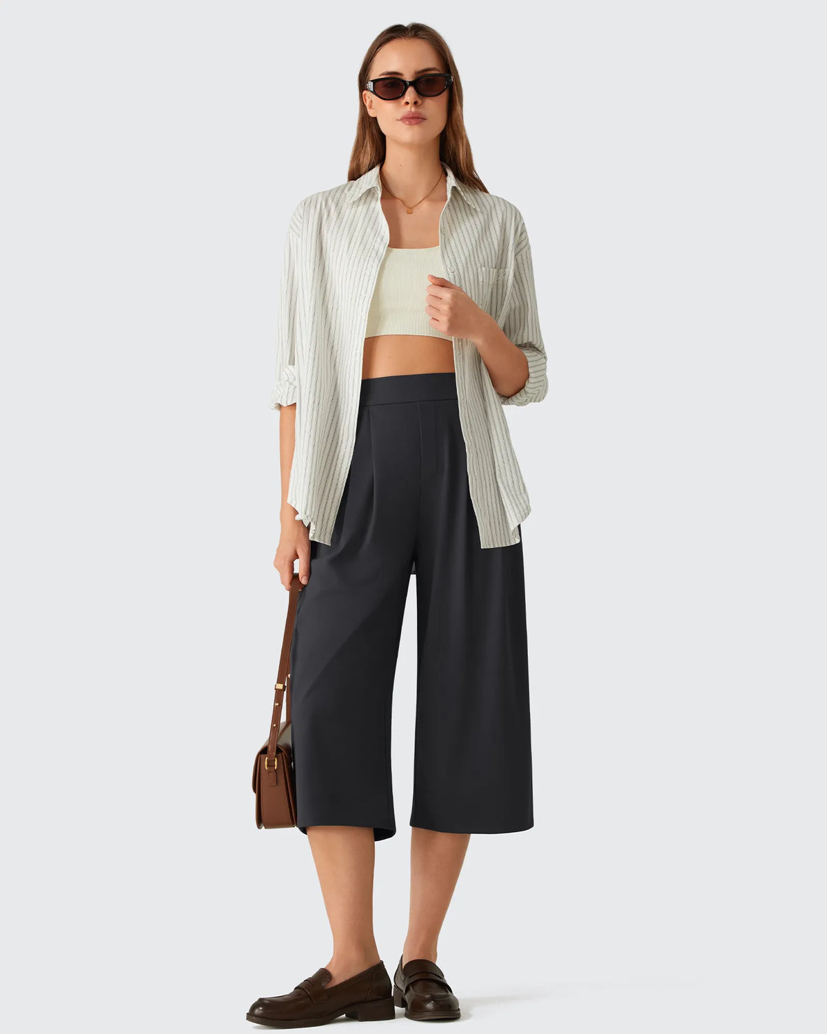 G4Free - ShiftReady Elastic Waist Wide Leg Capri Pants 18'' -GF26J897C007F-XS-GF26J897C007A-S-GF26J897C007B-M-GF26J897C007C-L-GF26J897C007D-XL