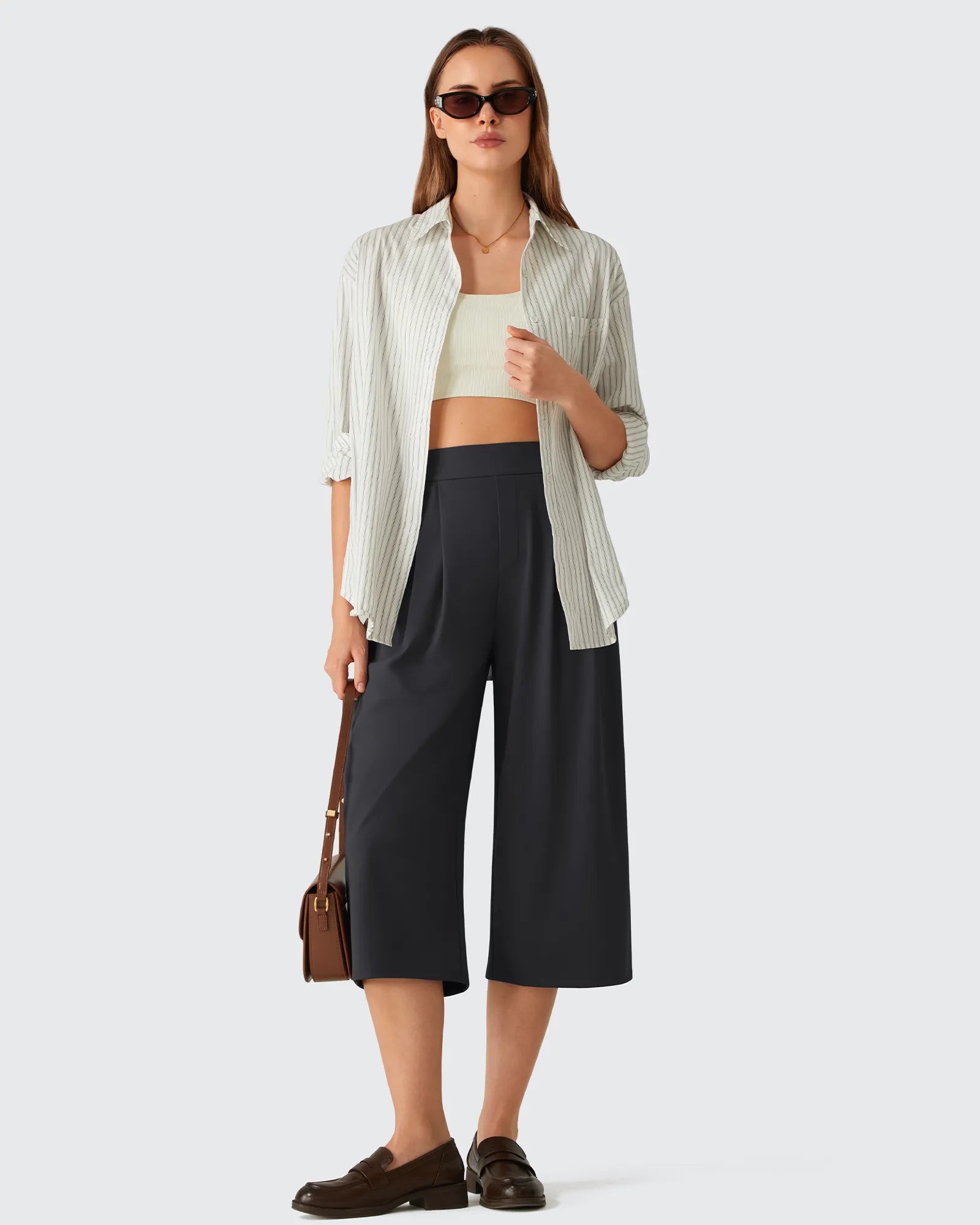 G4Free - ShiftReady Elastic Waist Wide Leg Capri Pants 18'' -GF26J897C007F-XS-GF26J897C007A-S-GF26J897C007B-M-GF26J897C007C-L-GF26J897C007D-XL