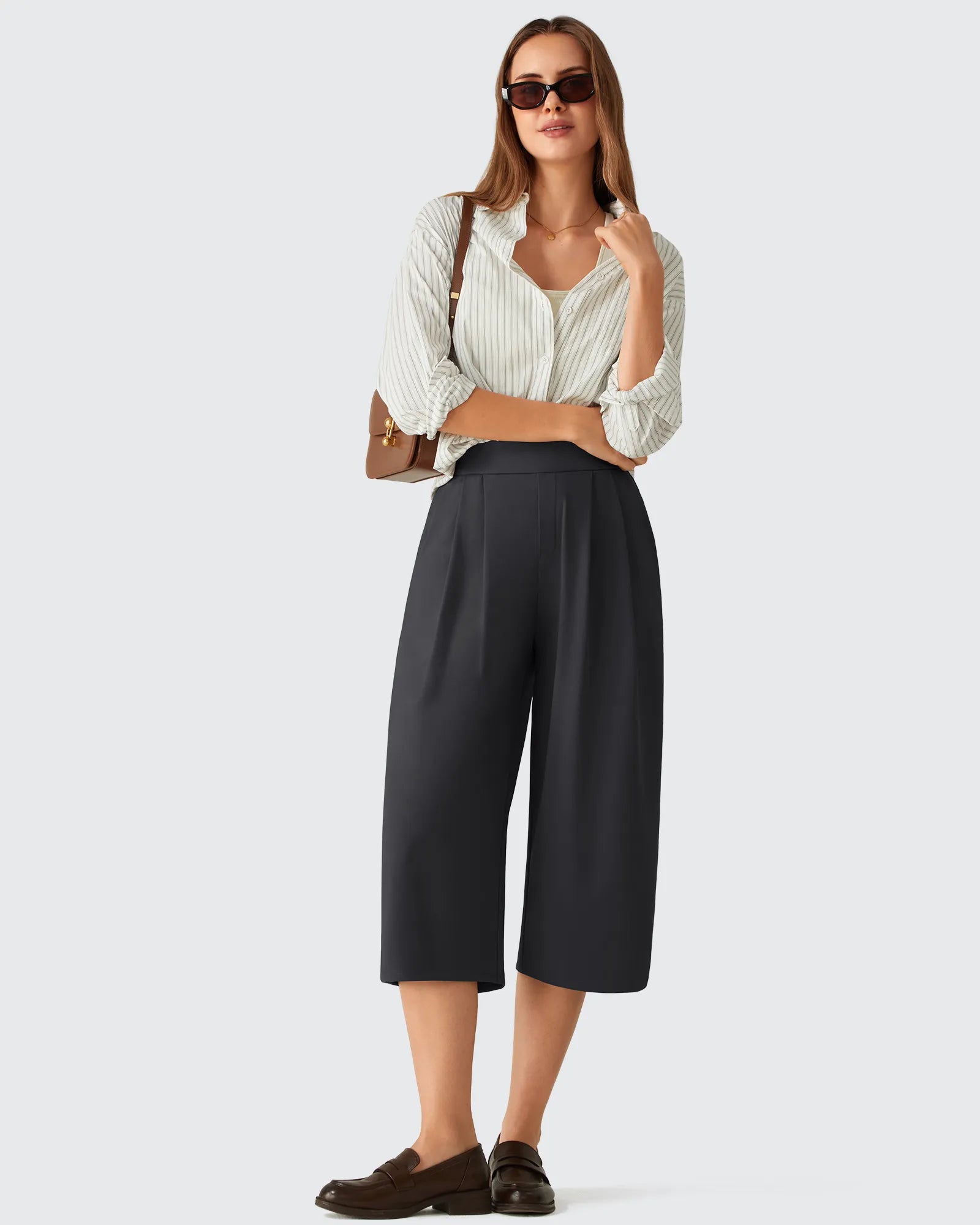 G4Free - ShiftReady Elastic Waist Wide Leg Capri Pants 18'' -GF26J897C007F-XS-GF26J897C007A-S-GF26J897C007B-M-GF26J897C007C-L-GF26J897C007D-XL