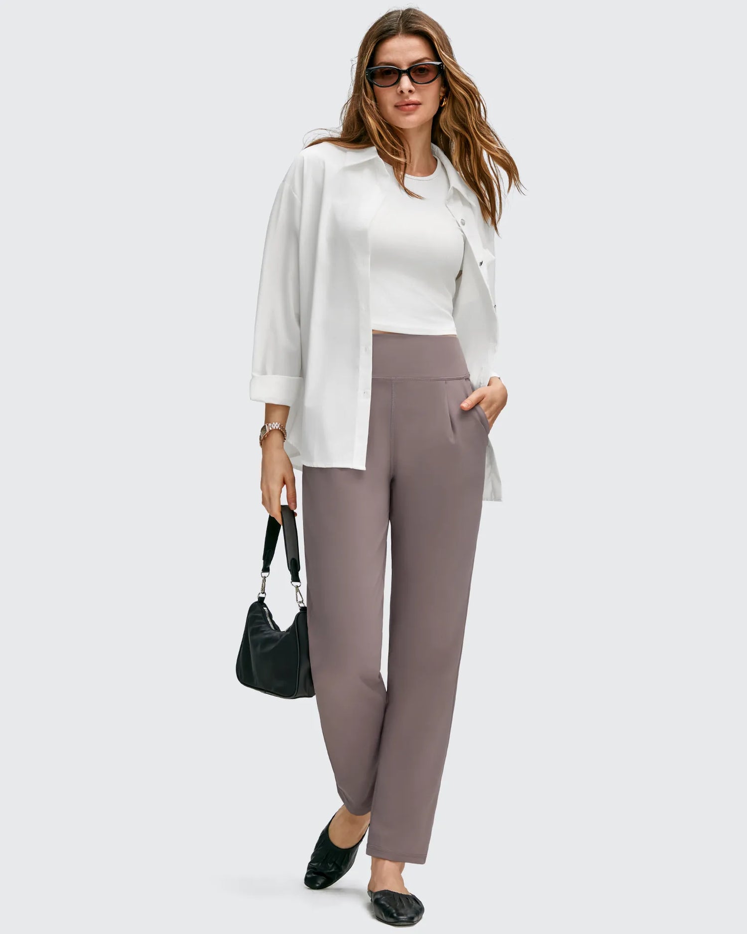 G4Free - ShiftReady Front Pleated Ankle Tapered High Waist Trousers -GF25D637AA-S-GF25D638AA-S-GF25D639AA-S-GF25D637AB-M-GF25D638AB-M