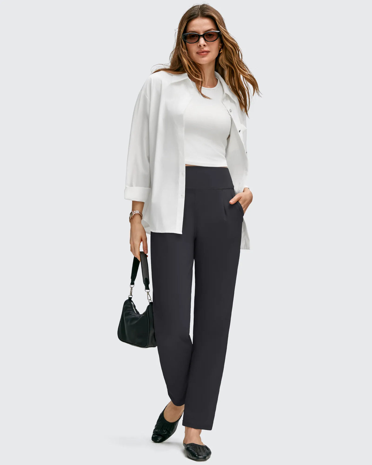 G4Free - ShiftReady Front Pleated Ankle Tapered High Waist Trousers -GF25D637AA-S-GF25D638AA-S-GF25D639AA-S-GF25D637AB-M-GF25D638AB-M