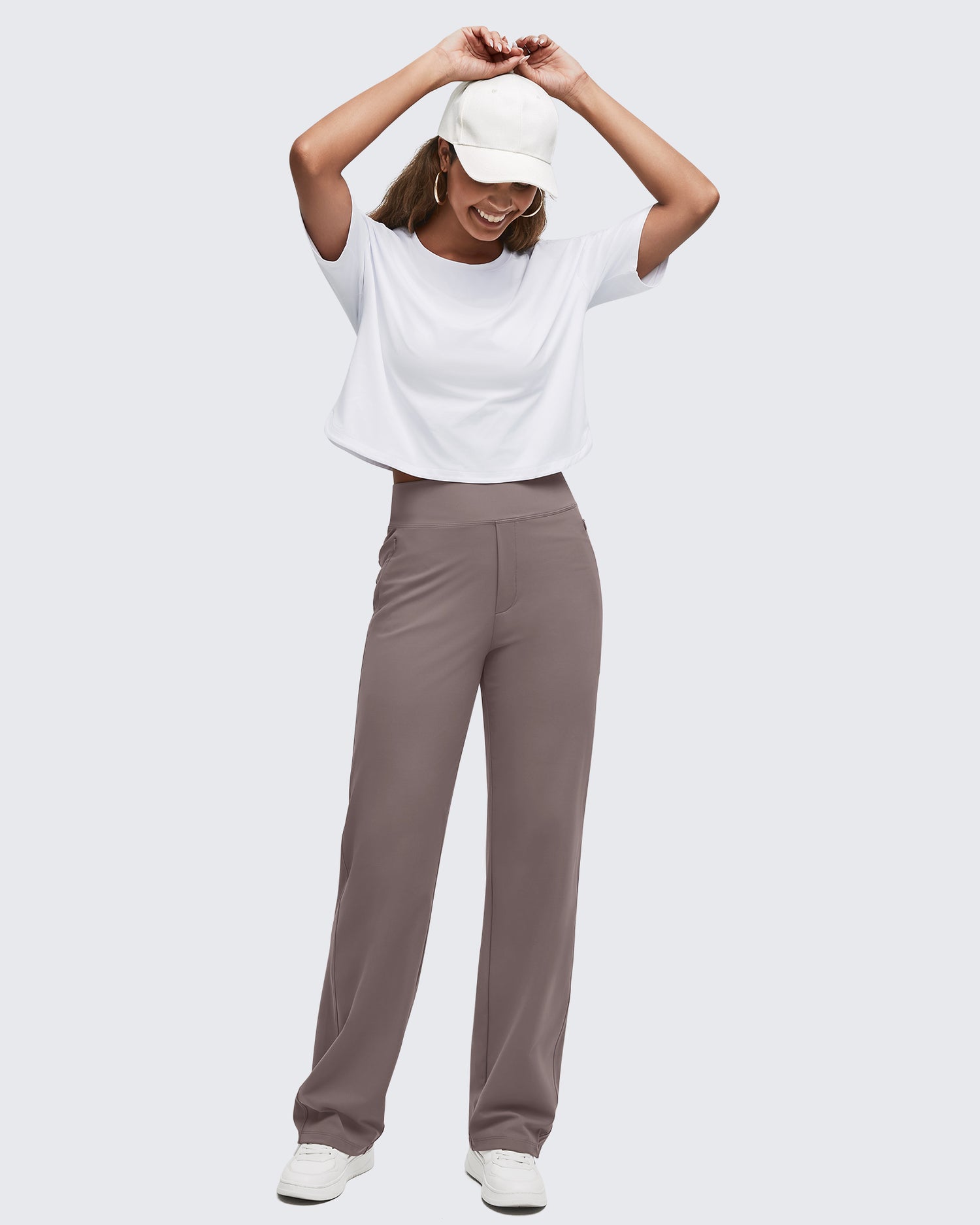 G4Free - ShiftReady High Waist Hidden Zipper Pockets Dress Pants -GF25D571AA-S