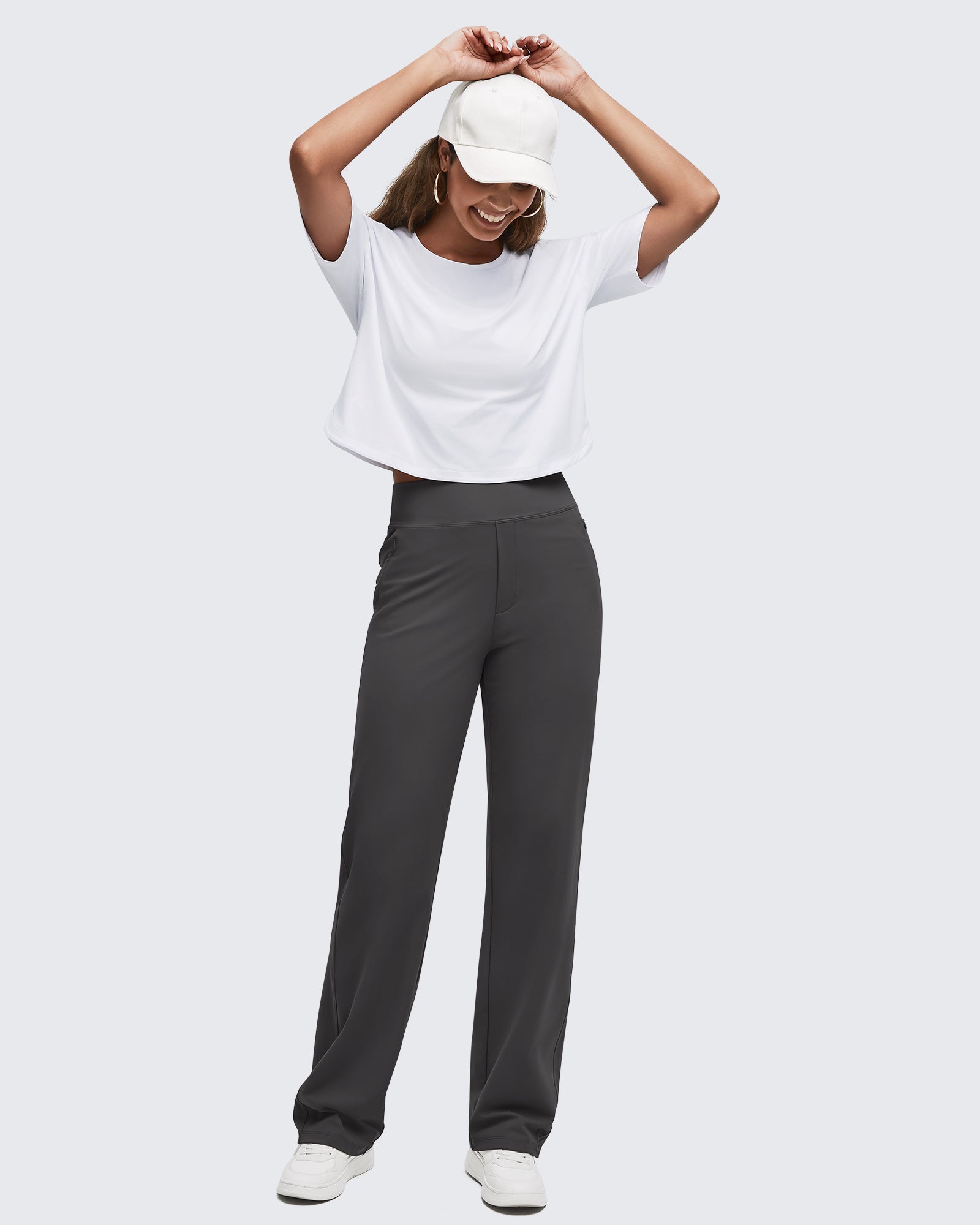 G4Free - ShiftReady High Waist Hidden Zipper Pockets Dress Pants -GF25D571DA-S