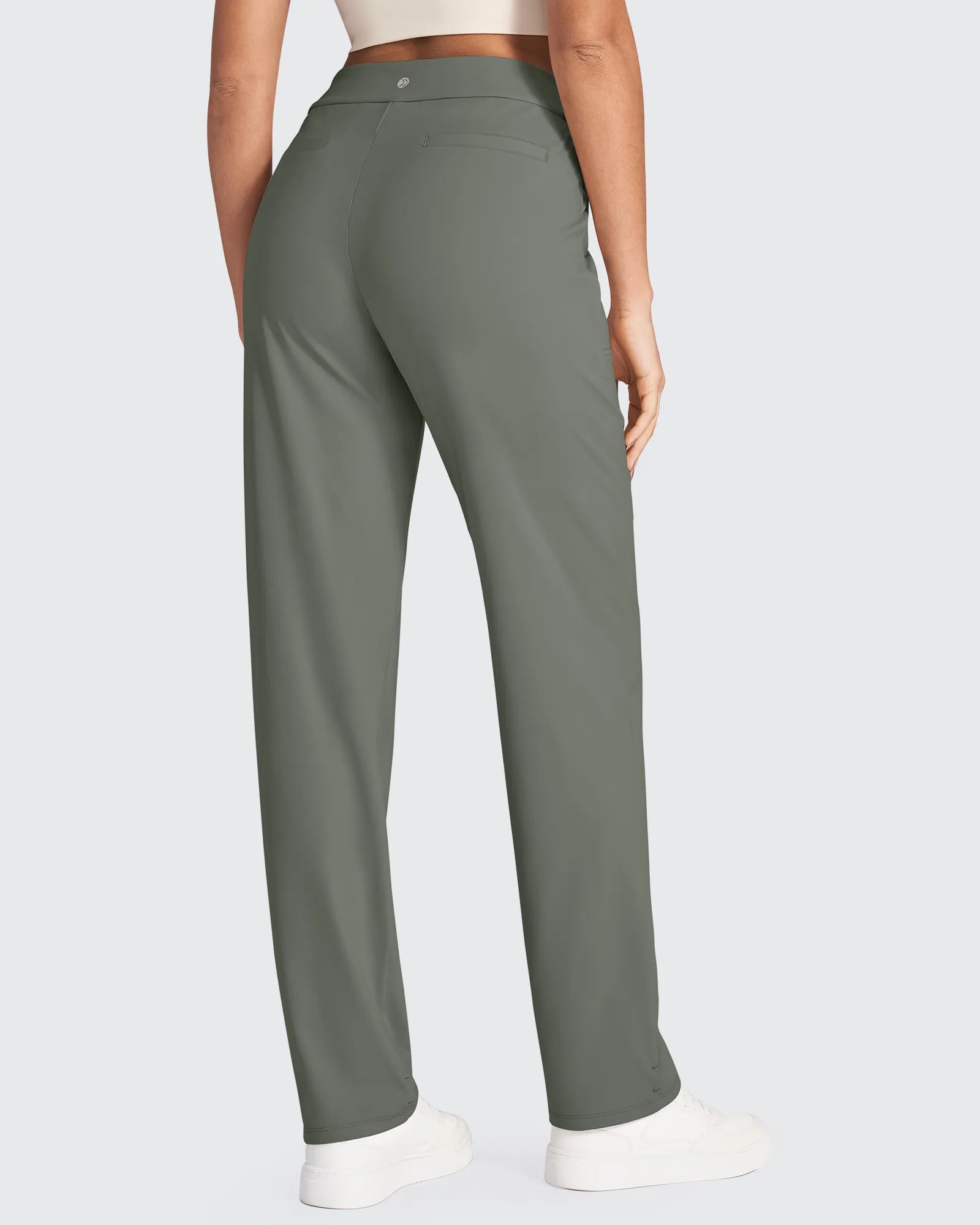 HighWaist Straight Work Pants with Pockets Tailored Office Trousers Grey Sage / M HighWaist Straight Work Pants with Pockets Tailored Office Trousers Grey Sage / M